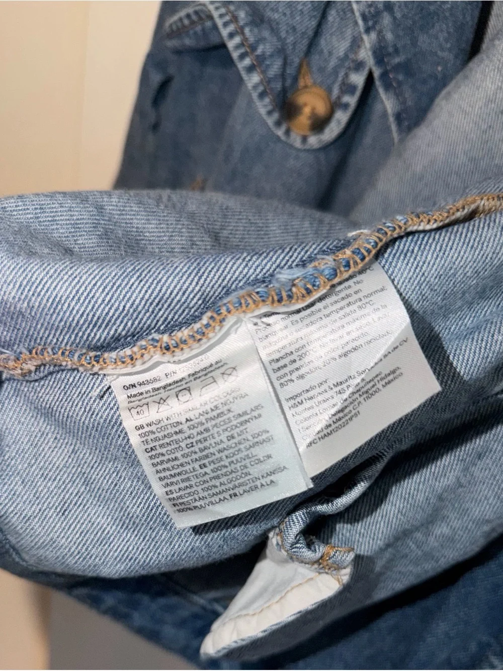 H&M Girls' Blue Denim Double-Breasted Jean Jacket Size 6X